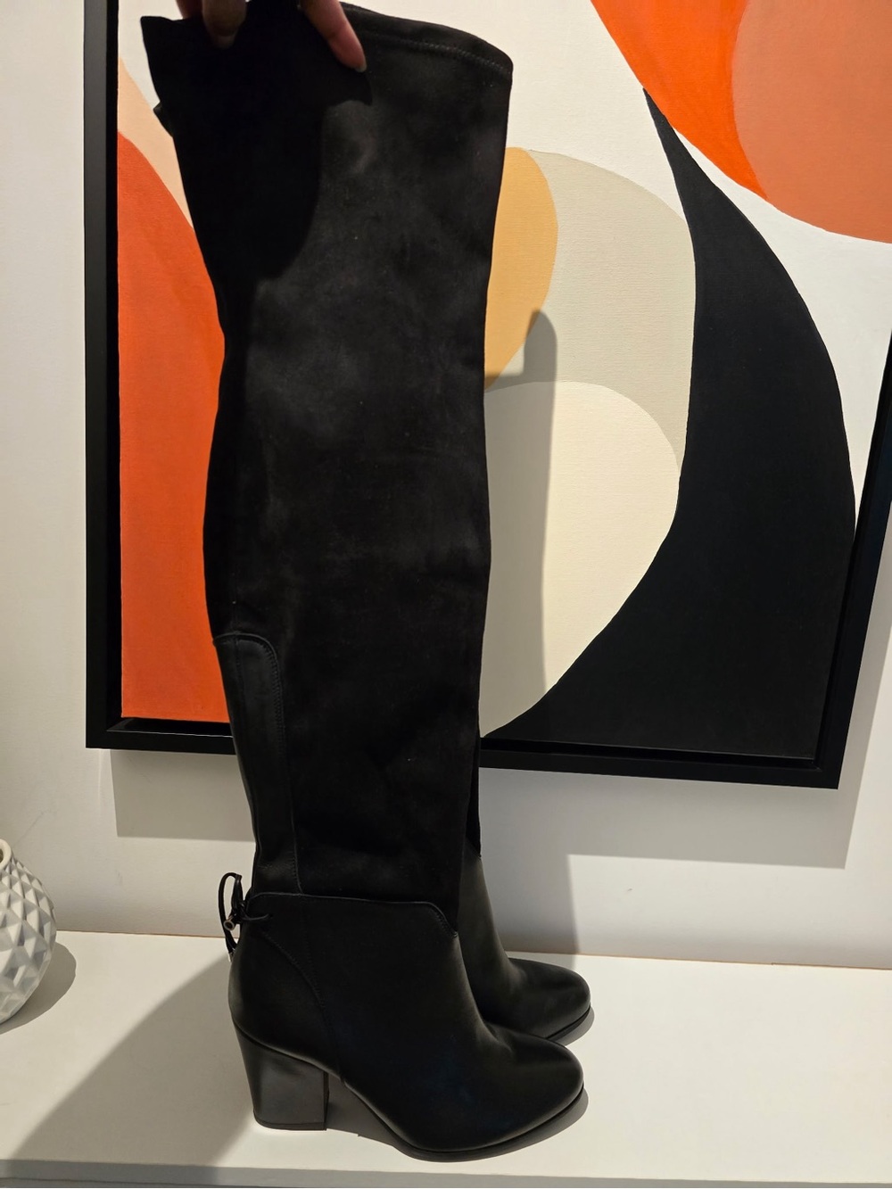 NWT RUDSAK Brasil Black Over-the-Knee Block Heel Boots Suede and Leather size 41 - Picture 3 of 6